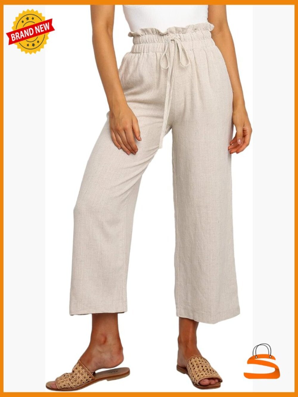 High Waisted Wide Leg Pants with Side Pockets